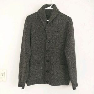 J Crew Cardigan Sweater Mens S Gray Shawl Collar LambsWool Chunky Pocket Granpa